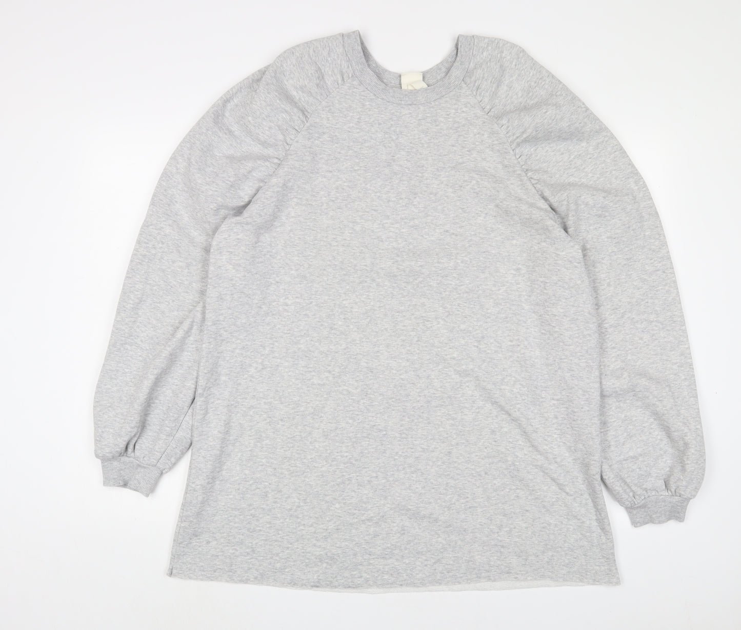 H&M Womens Grey Cotton Jumper Dress Size M Crew Neck Pullover