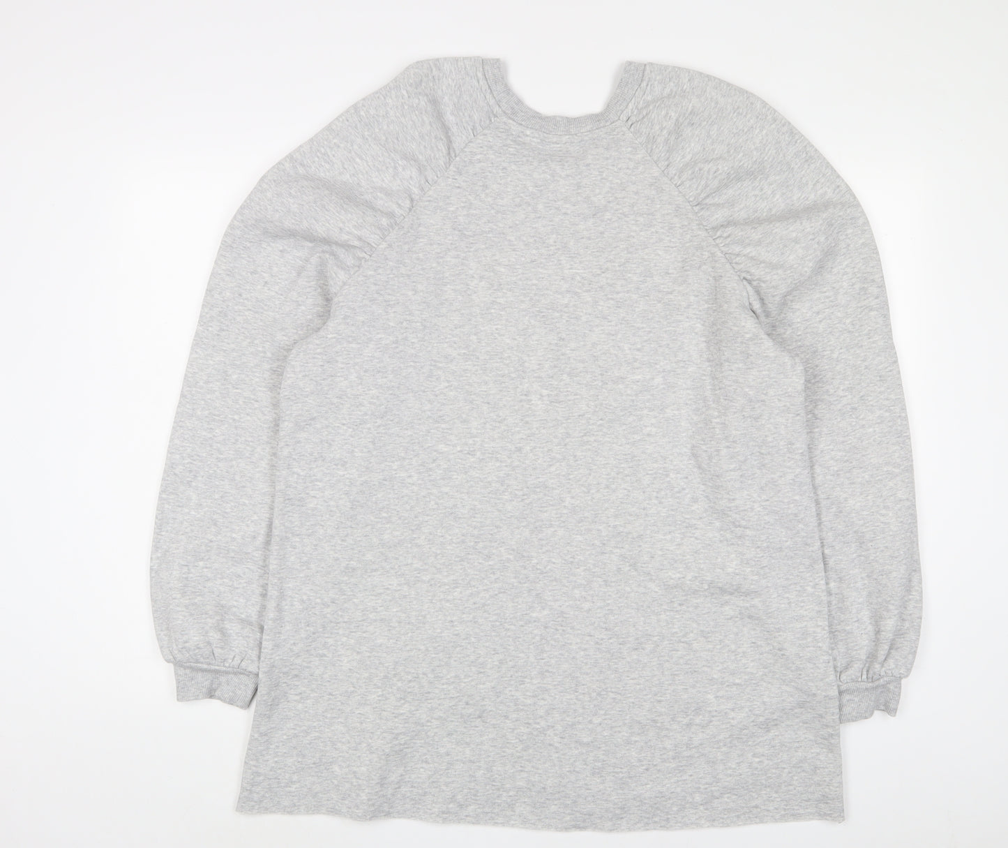 H&M Womens Grey Cotton Jumper Dress Size M Crew Neck Pullover