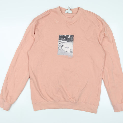 H&M Mens Pink Cotton Pullover Sweatshirt Size S