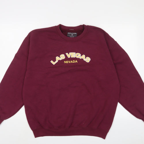 PRETTYLITTLETHING Womens Purple Cotton Pullover Sweatshirt Size M Pullover - Las Vegas