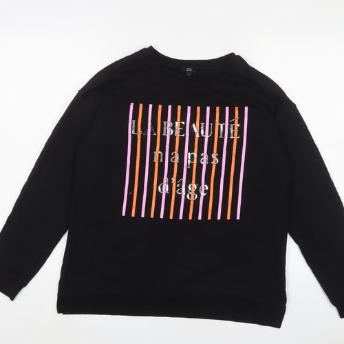 River Island Womens Black Cotton Pullover Sweatshirt Size XS Pullover