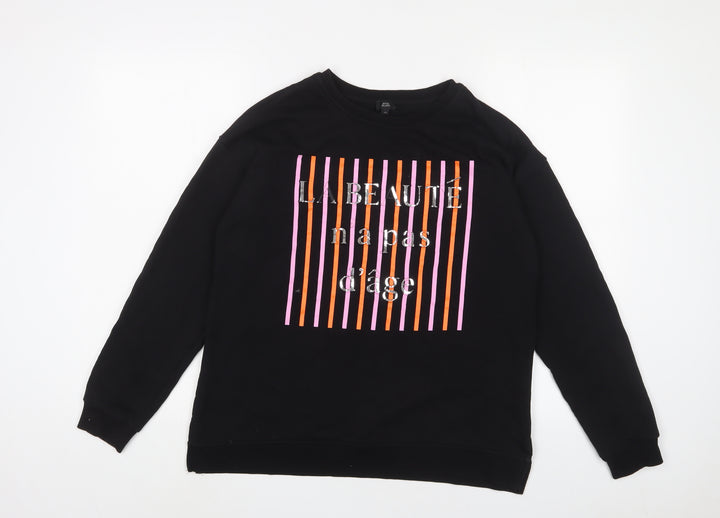 River Island Womens Black Cotton Pullover Sweatshirt Size XS Pullover