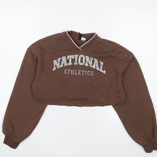 H&M Womens Brown Cotton Pullover Sweatshirt Size XS Pullover