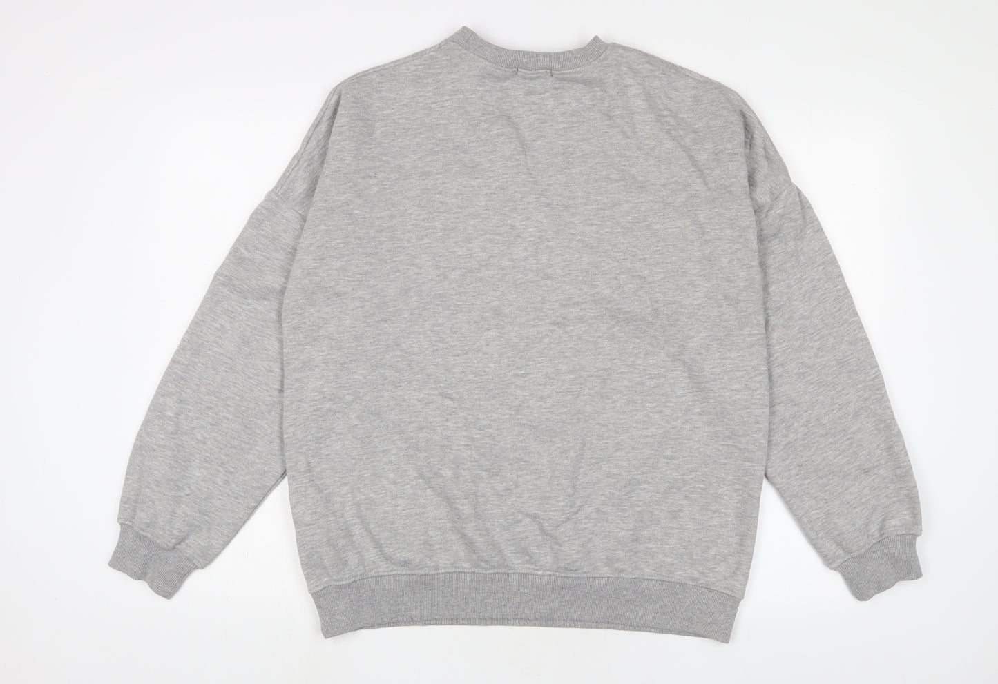 PRETTYLITTLETHING Womens Grey Cotton Pullover Sweatshirt Size XS Pullover - Logo, Embroidered