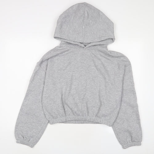 Zara Womens Grey Cotton Pullover Hoodie Size L Pullover