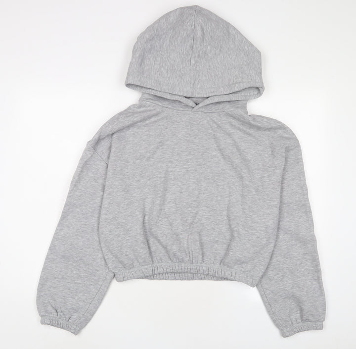Zara Womens Grey Cotton Pullover Hoodie Size L Pullover