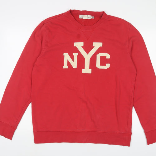H&M Mens Red Cotton Pullover Sweatshirt Size L - NYC