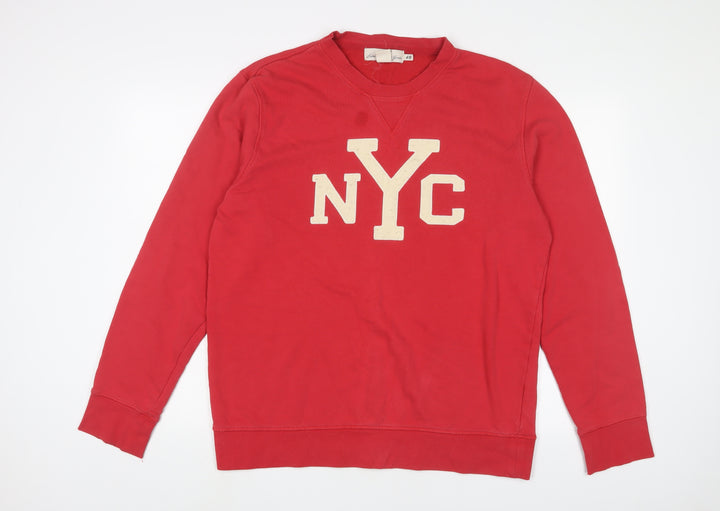 H&M Mens Red Cotton Pullover Sweatshirt Size L - NYC