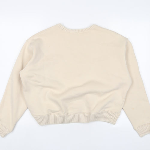 Zara Womens Beige Cotton Pullover Sweatshirt Size M Pullover
