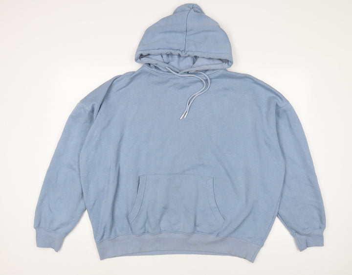 New Look Womens Blue Cotton Pullover Hoodie Size L Pullover