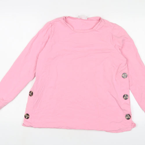 Savida Womens Pink Cotton Pullover Sweatshirt Size S Pullover - Buttons