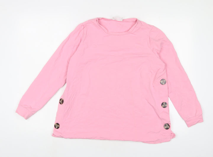 Savida Womens Pink Cotton Pullover Sweatshirt Size S Pullover - Buttons