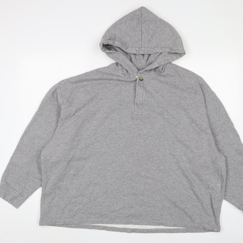 ASOS Womens Grey Cotton Pullover Hoodie Size 2XL Button