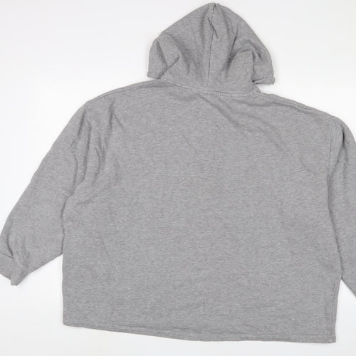 ASOS Womens Grey Cotton Pullover Hoodie Size 2XL Button