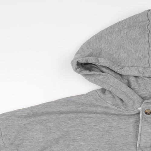 ASOS Womens Grey Cotton Pullover Hoodie Size 2XL Button