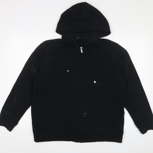 Marks and Spencer Womens Black Cotton Full Zip Hoodie Size 18 Zip