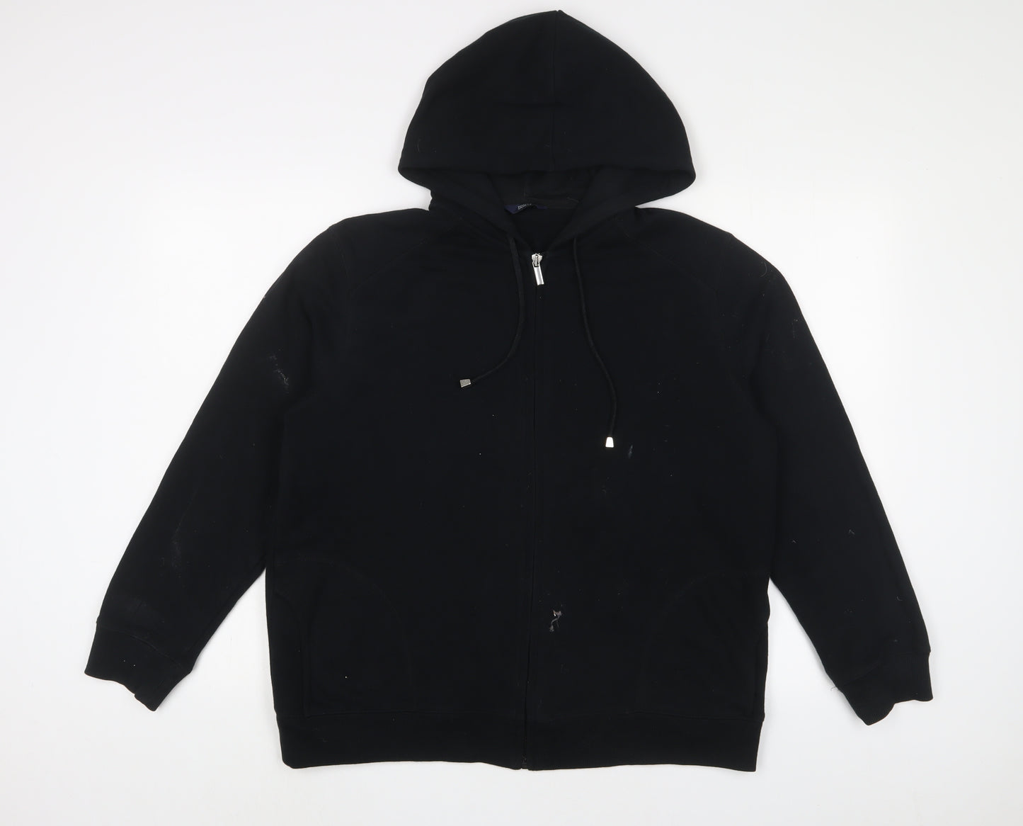 Marks and Spencer Womens Black Cotton Full Zip Hoodie Size 18 Zip