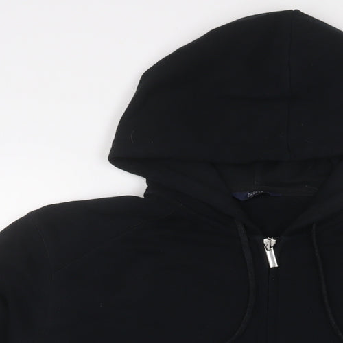 Marks and Spencer Womens Black Cotton Full Zip Hoodie Size 18 Zip