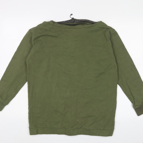 Boohoo Womens Green Cotton Pullover Sweatshirt Size M Pullover