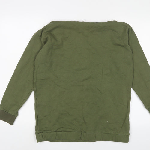 Boohoo Womens Green Cotton Pullover Sweatshirt Size M Pullover