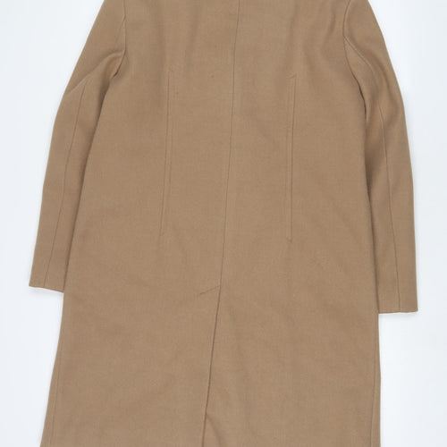 Marks and Spencer Womens Beige Overcoat Coat Size 12 Snap