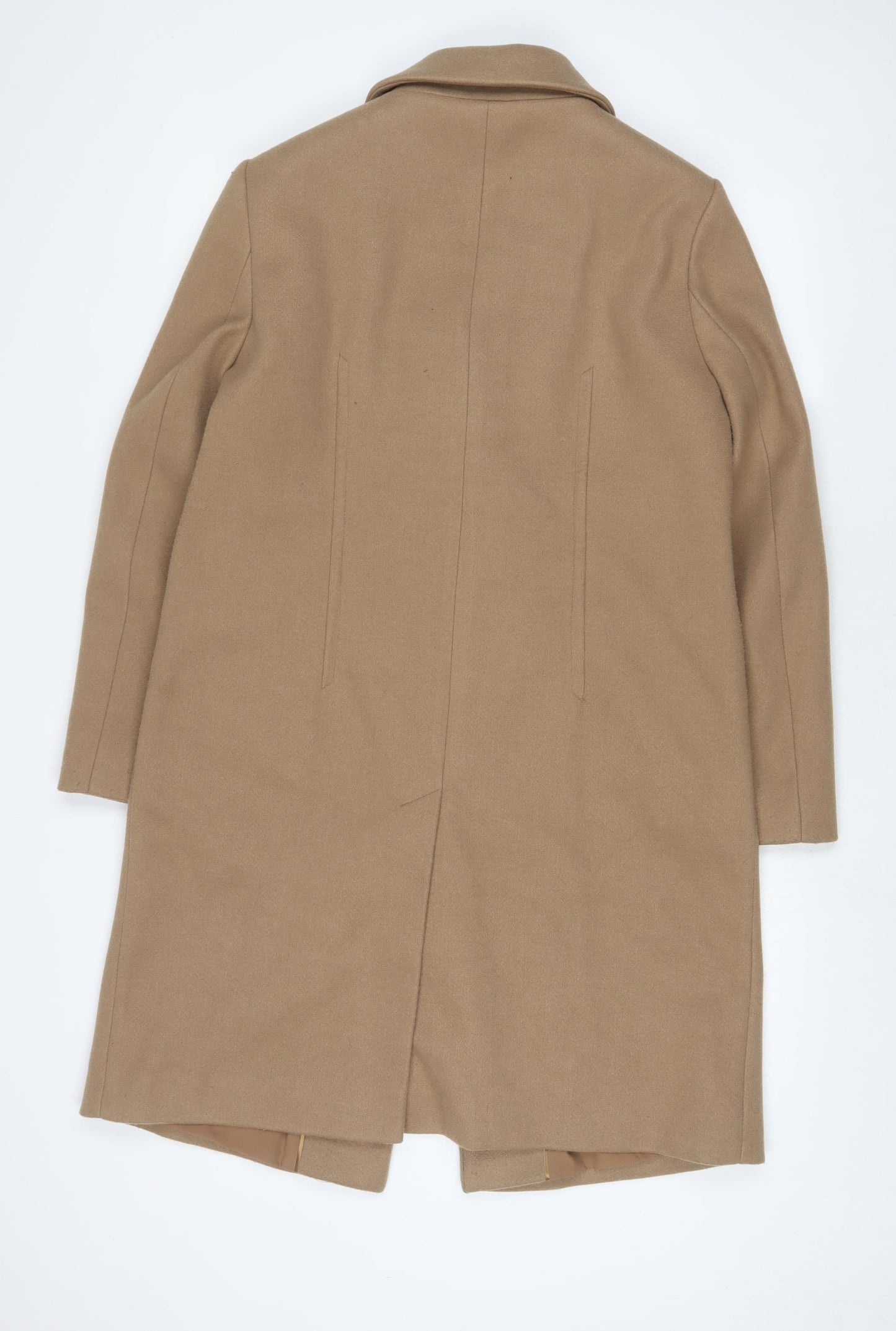 Marks and Spencer Womens Beige Overcoat Coat Size 12 Snap