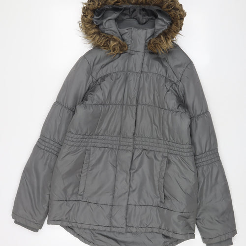NEXT Womens Grey Parka Coat Size 12 Zip