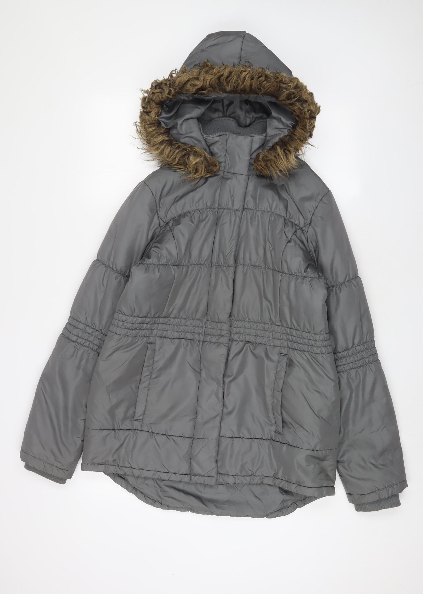 NEXT Womens Grey Parka Coat Size 12 Zip