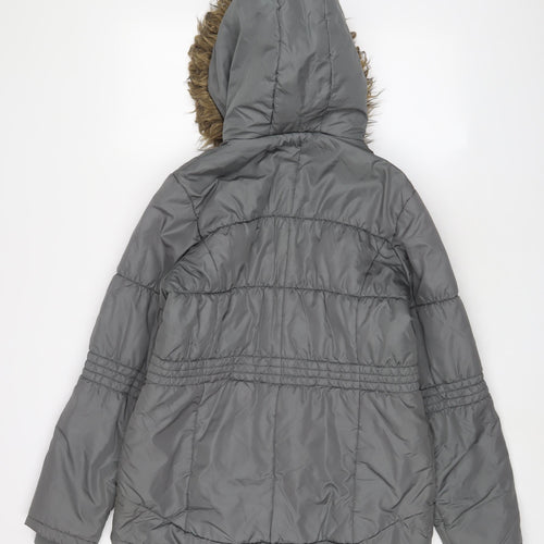 NEXT Womens Grey Parka Coat Size 12 Zip