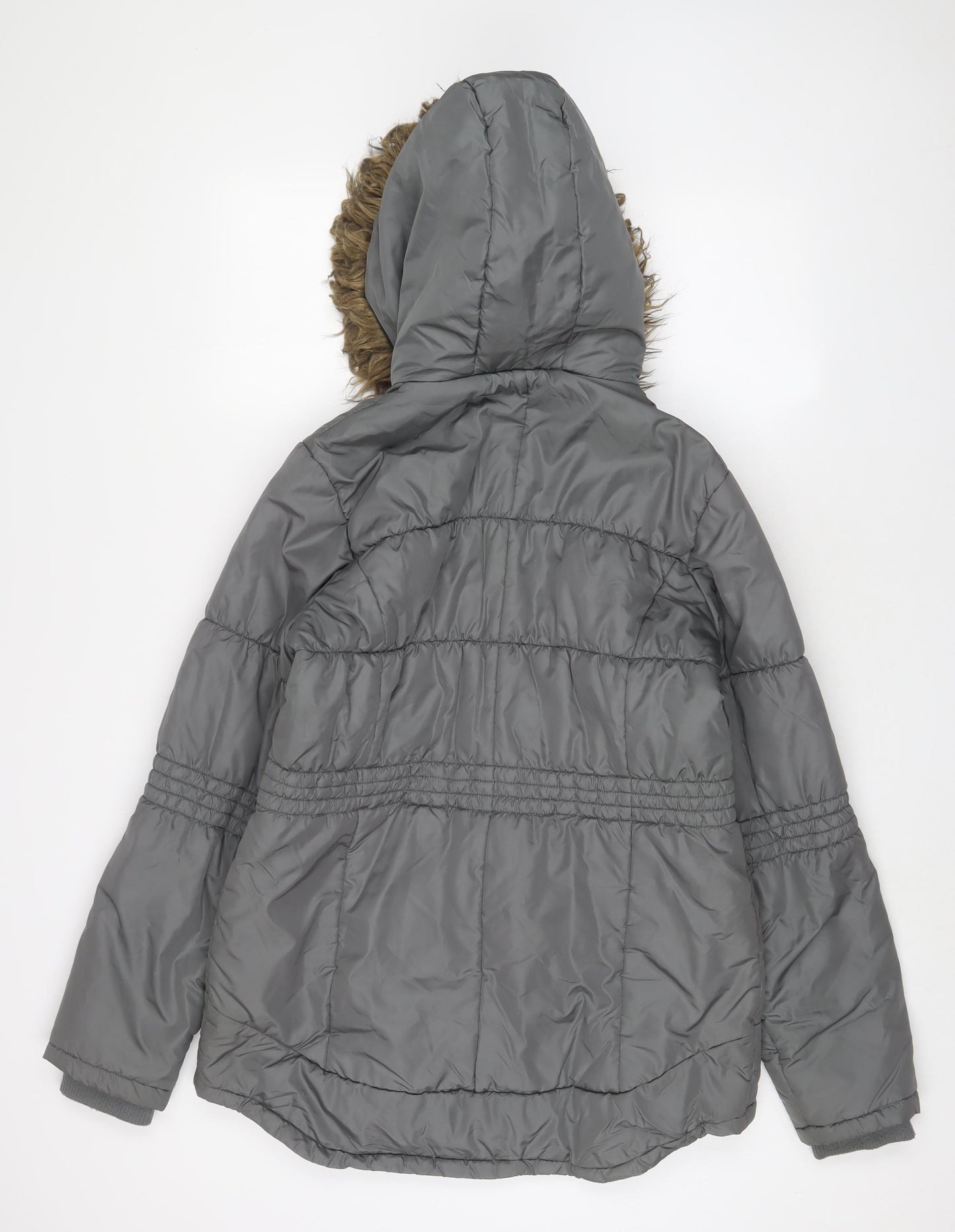 NEXT Womens Grey Parka Coat Size 12 Zip