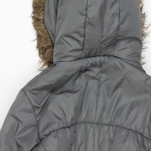 NEXT Womens Grey Parka Coat Size 12 Zip