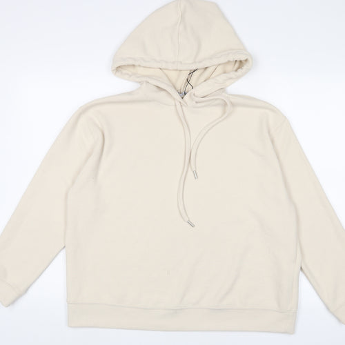 Zara Womens Beige Viscose Pullover Hoodie Size L Pullover