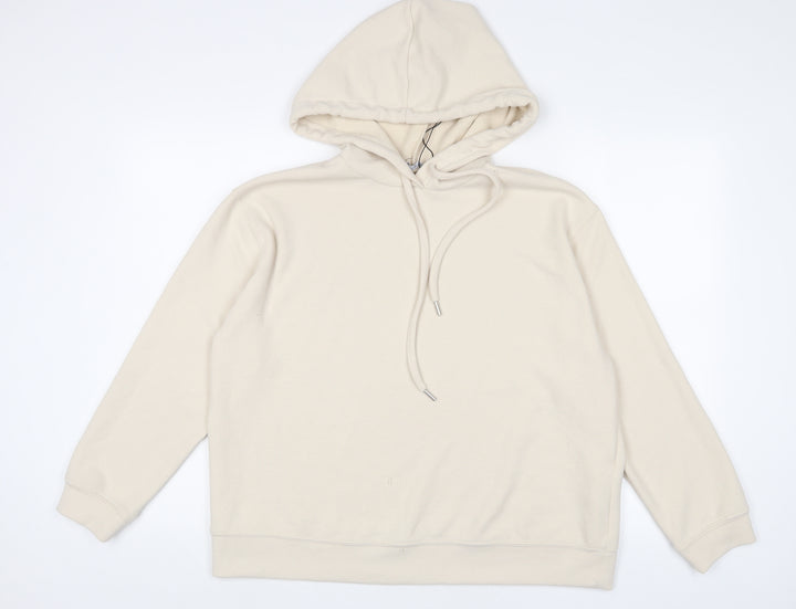 Zara Womens Beige Viscose Pullover Hoodie Size L Pullover