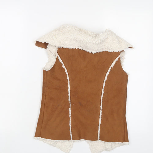 Marks and Spencer Girls Brown Gilet Jacket Size 7-8 Years Pullover - Open