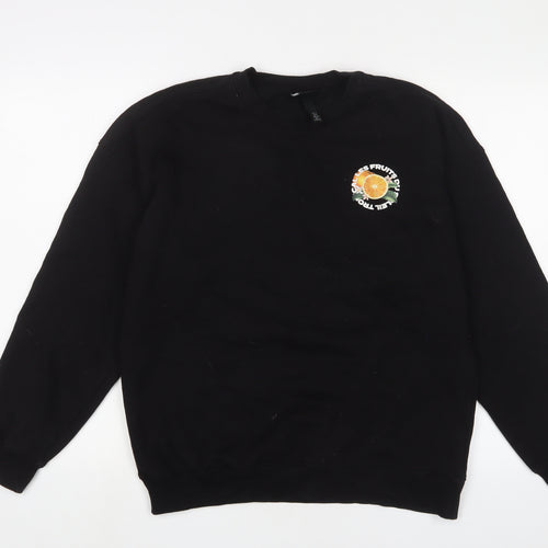 H&M Mens Black Cotton Pullover Sweatshirt Size S