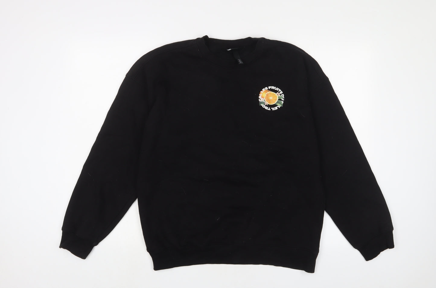 H&M Mens Black Cotton Pullover Sweatshirt Size S