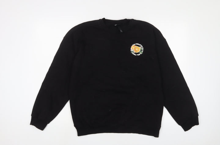 H&M Mens Black Cotton Pullover Sweatshirt Size S