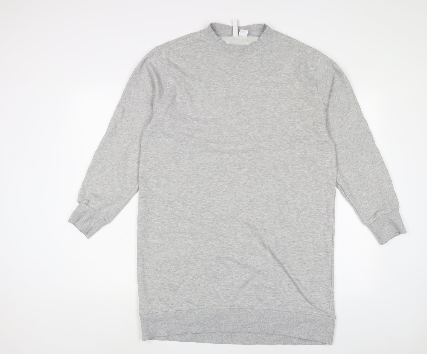 H&M Womens Grey Cotton Jumper Dress Size S Round Neck Pullover