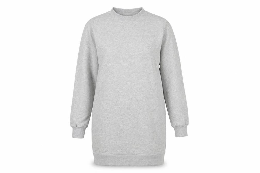 H&M Womens Grey Cotton Jumper Dress Size S Round Neck Pullover