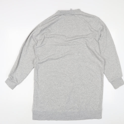 H&M Womens Grey Cotton Jumper Dress Size S Round Neck Pullover