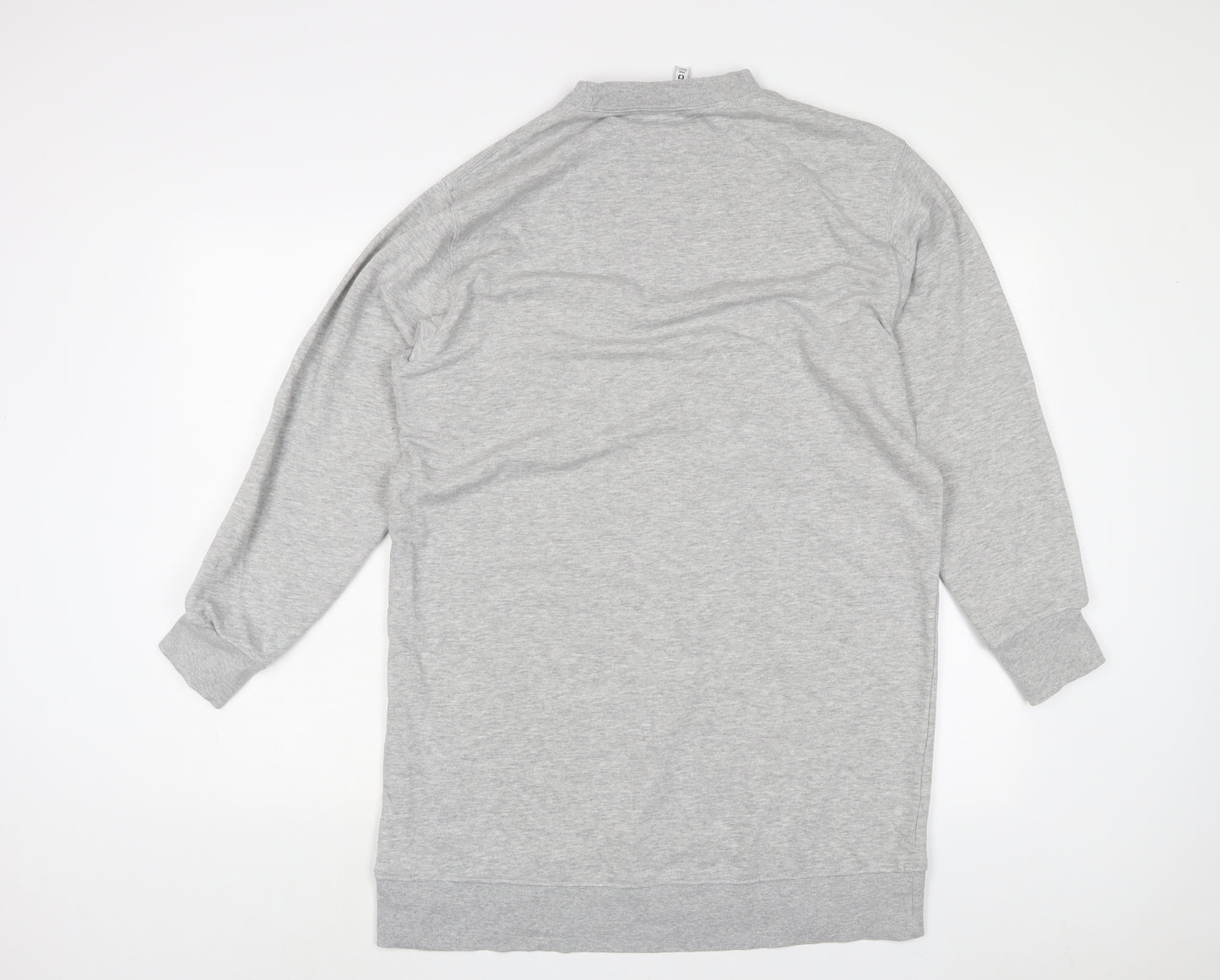 H&M Womens Grey Cotton Jumper Dress Size S Round Neck Pullover