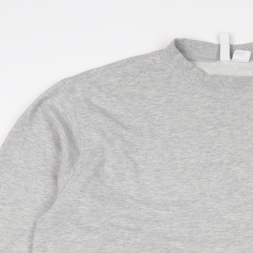 H&M Womens Grey Cotton Jumper Dress Size S Round Neck Pullover