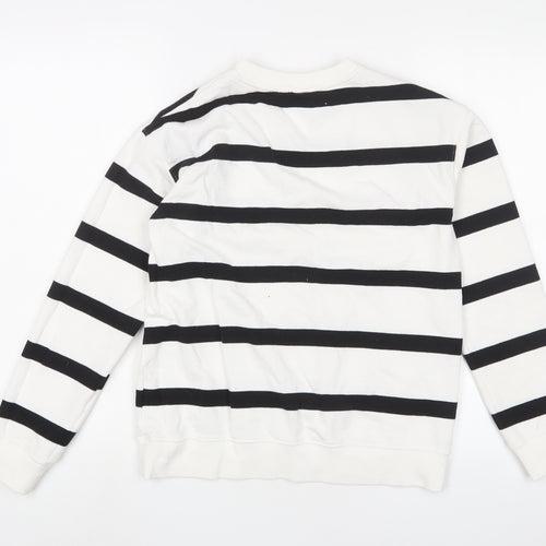 H&M Womens White Striped Cotton Pullover Sweatshirt Size XS Pullover
