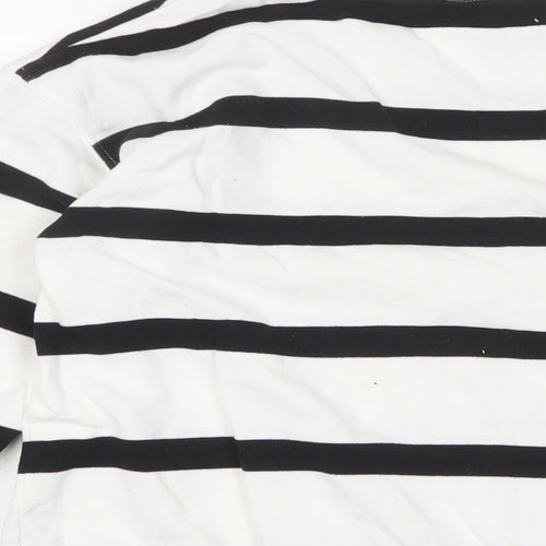 H&M Womens White Striped Cotton Pullover Sweatshirt Size XS Pullover