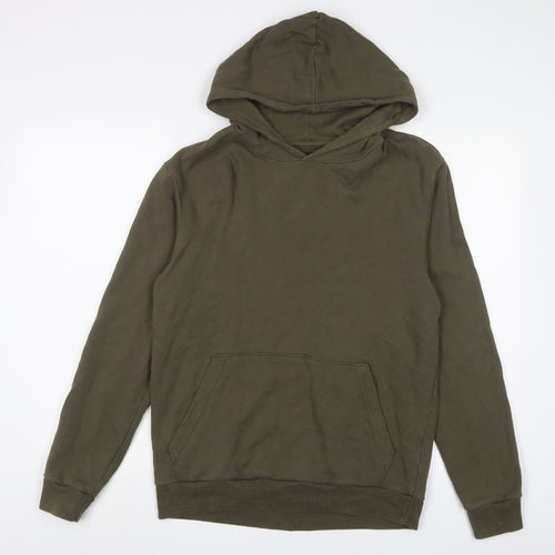 Zara Mens Green Cotton Pullover Hoodie Size M