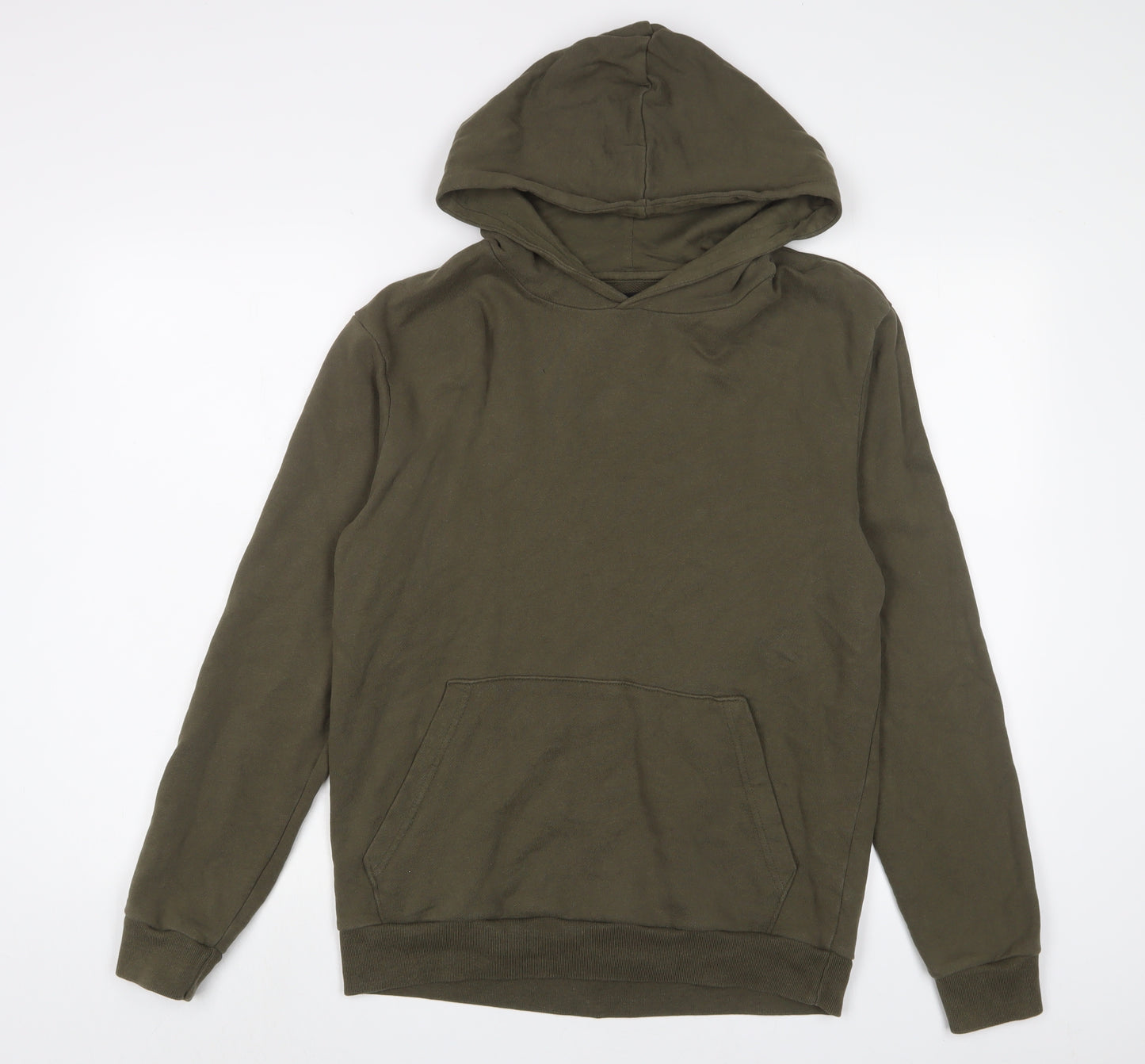 Zara Mens Green Cotton Pullover Hoodie Size M