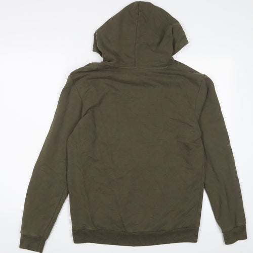 Zara Mens Green Cotton Pullover Hoodie Size M