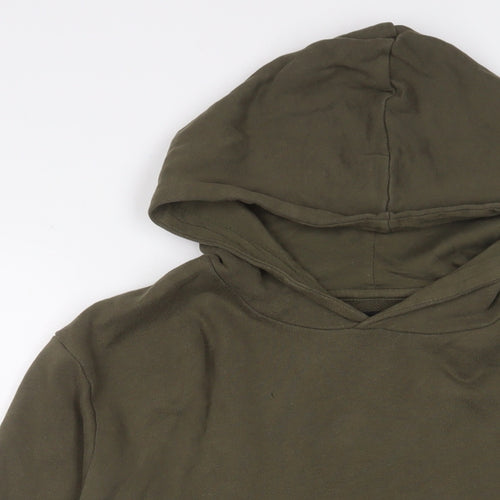 Zara Mens Green Cotton Pullover Hoodie Size M