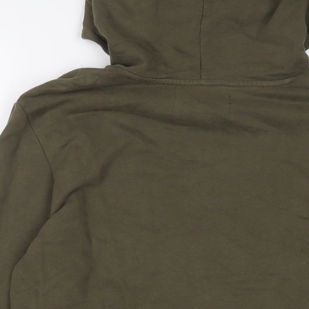 Zara Mens Green Cotton Pullover Hoodie Size M
