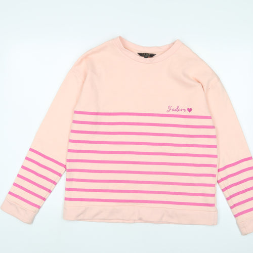 Lipsy Womens Pink Striped Cotton Pullover Sweatshirt Size M Pullover - J'adore